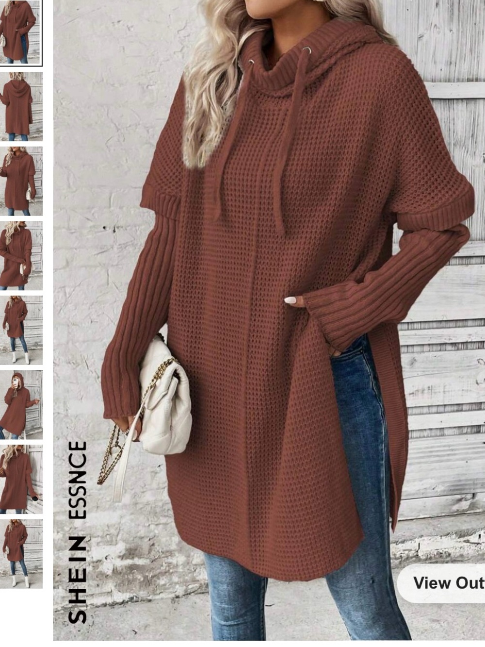 🌸S148- ESSNCE Rust Brown Hoodie Sweater Tunic🤎🛍️